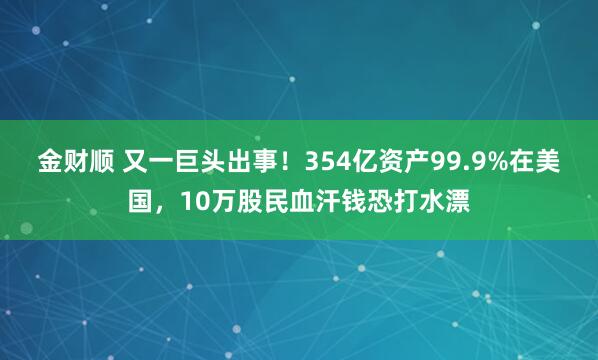 金财顺 又一巨头出事！354亿资产99.9%在美国，10万股民血汗钱恐打水漂